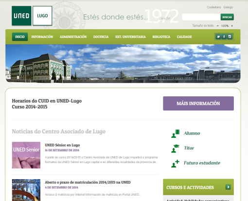 Foto con enlace da nova páxina web do Centro Asociado de Lugo.